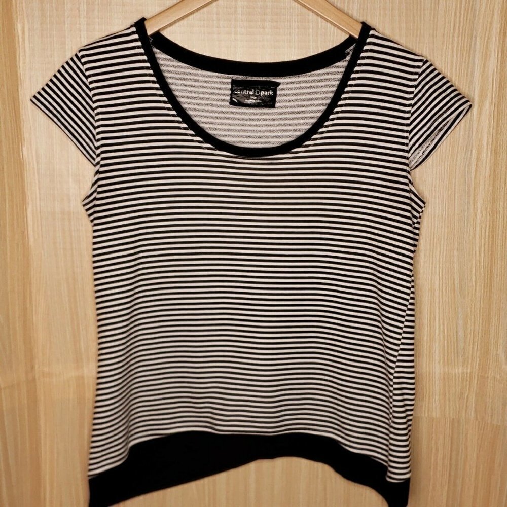 Central Park Womens Striped Cap Sleeve Knit Top Large